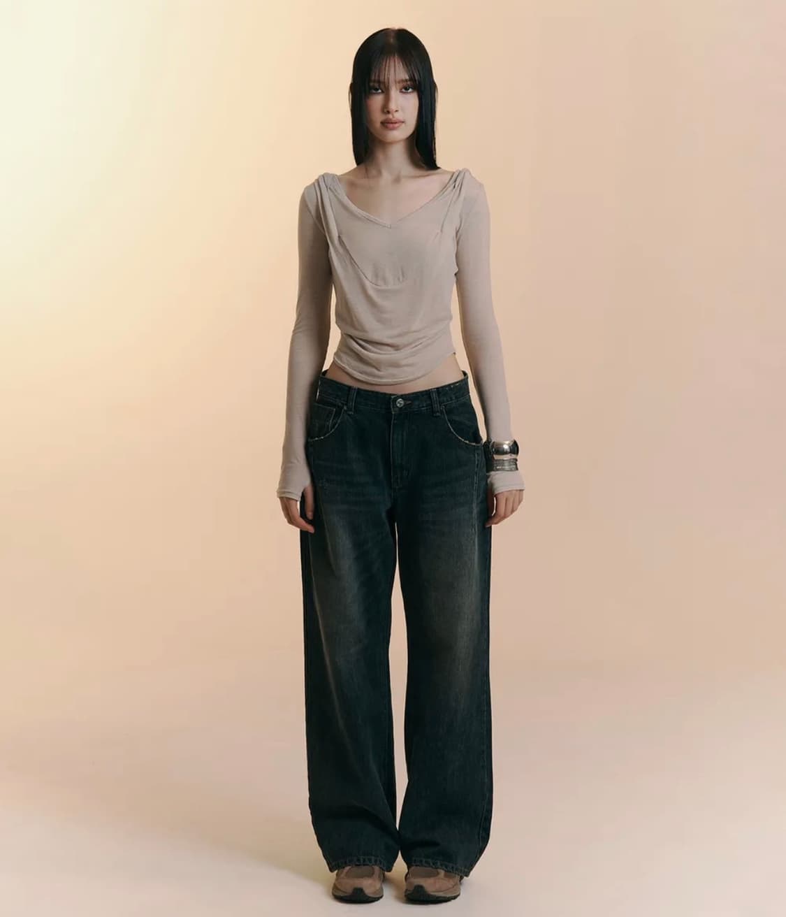 플리즈노팔로우 플노팔 25Damaged Washing Wide Denim 상품이미지3