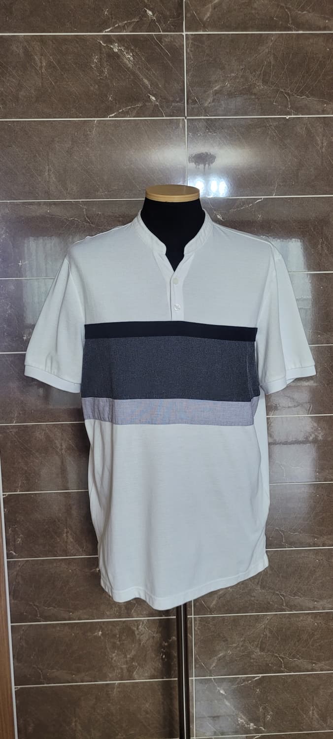 👔남성105사이즈👔프로젝트엠 화이트 배색 카라티 상품이미지1