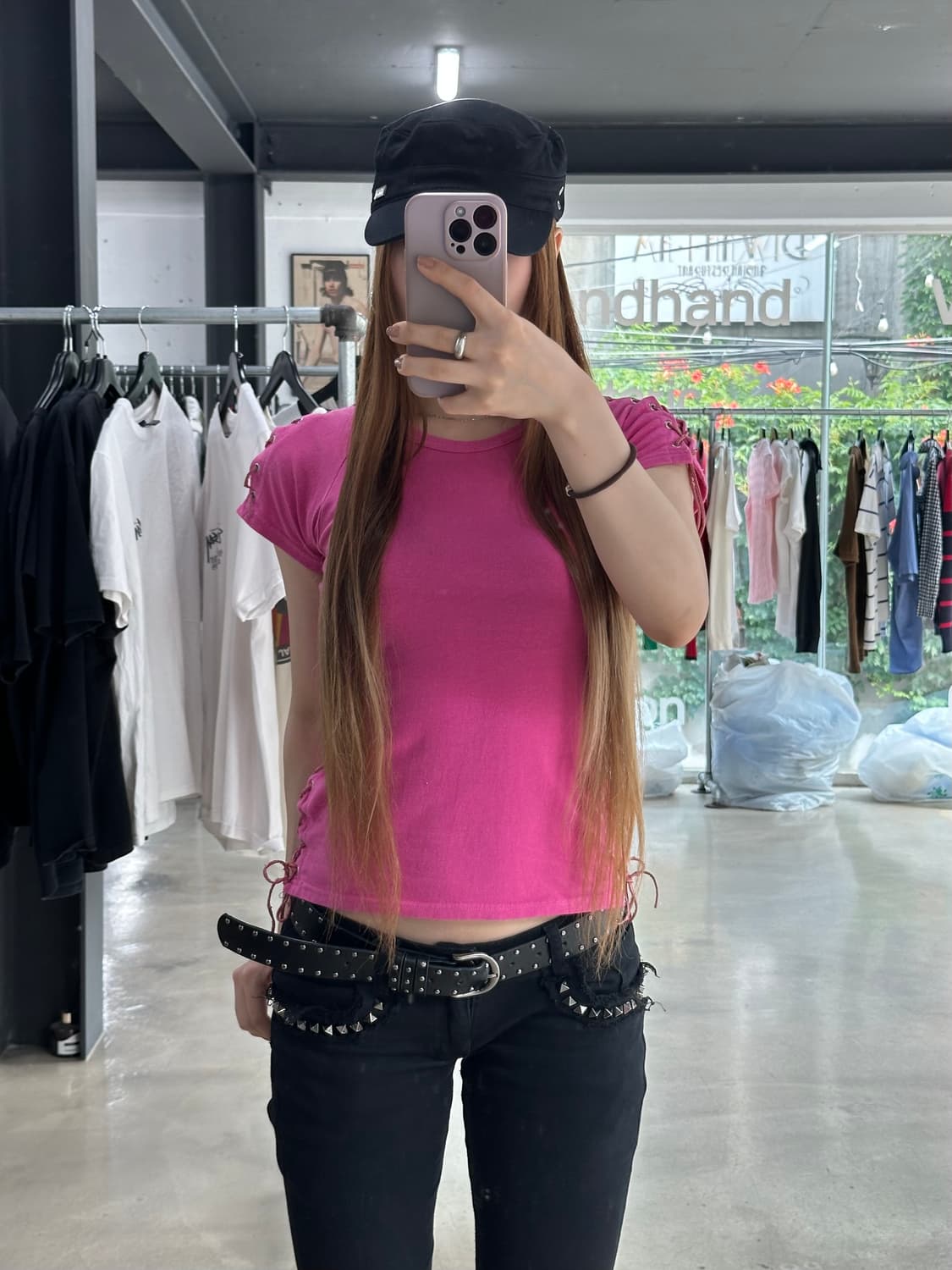 히스테릭글래머 아카이브 아일렛 레더 글리터로고 반팔티 상품이미지2