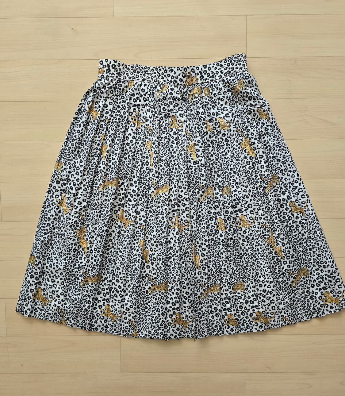 90s 빈티지 골드 레오파드 플리츠 스커트 상품이미지1