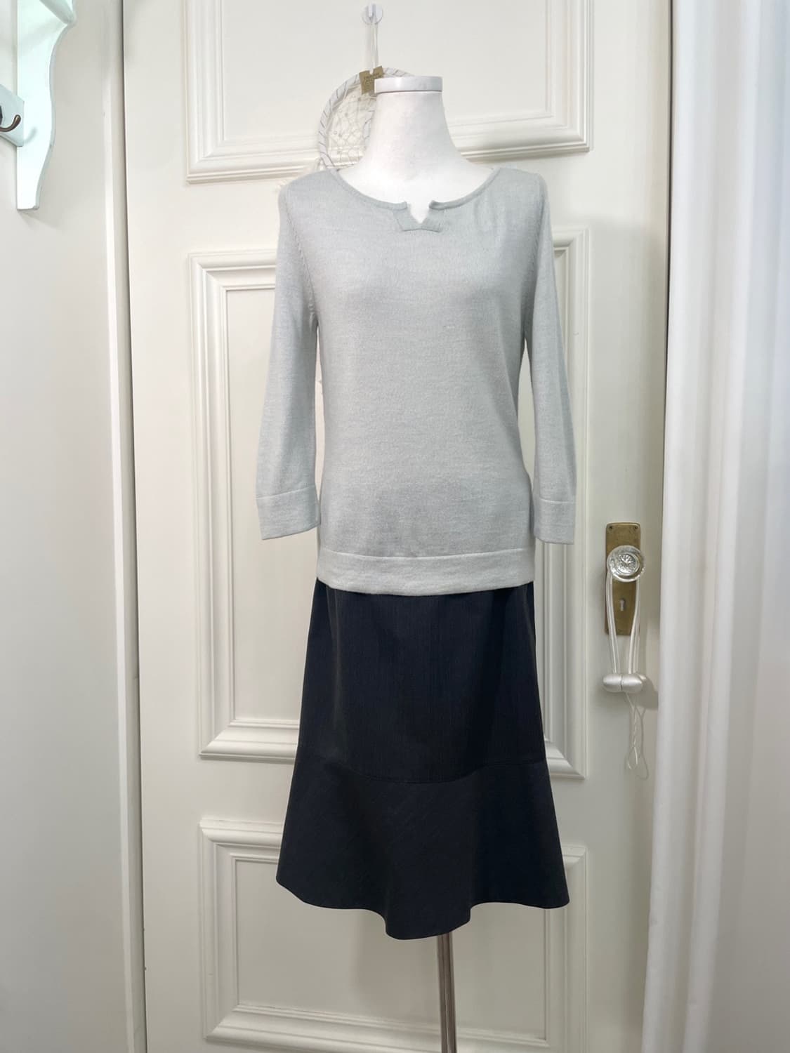 dark charcoal ruffle basic midi skirt 상품이미지6