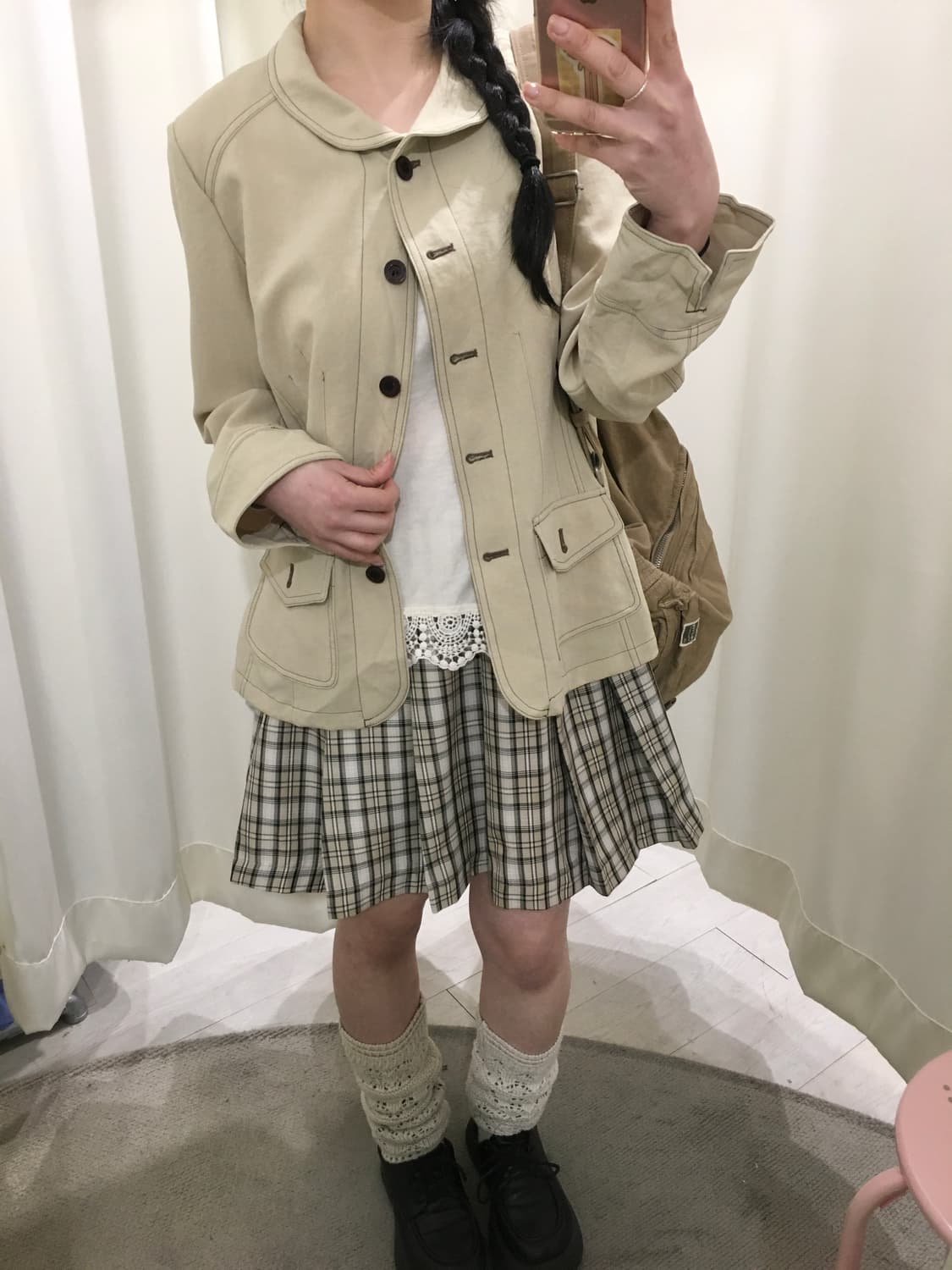 check pleats mini skirt 상품이미지4