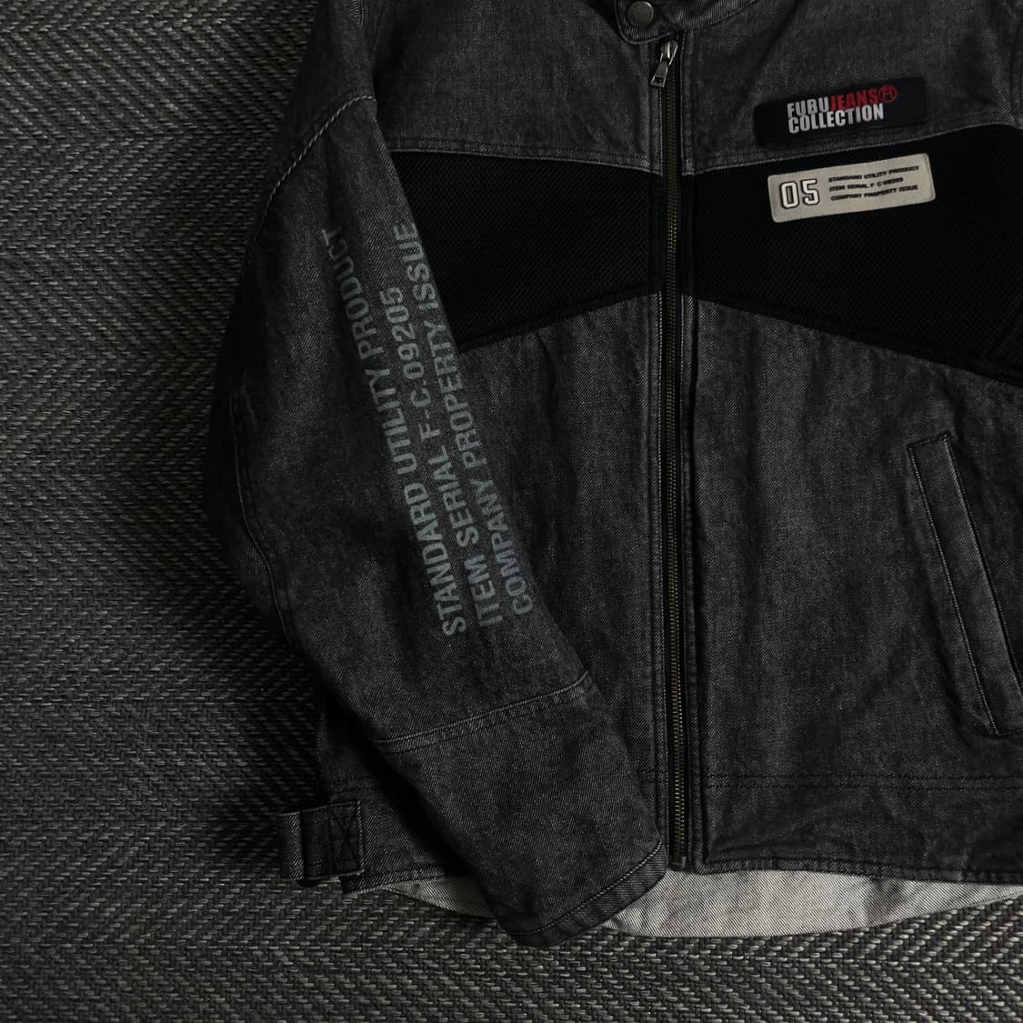 00s 후부 올드스쿨 흑청 데님 바이커 자켓 y 3576 상품이미지3