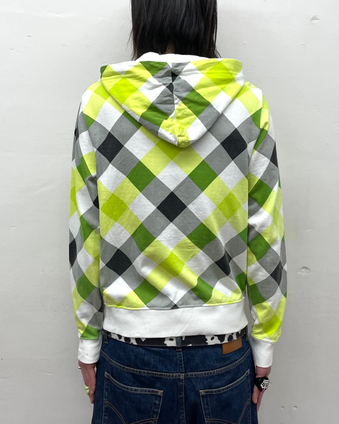 Green Checkered Orange Hooded Zip-Up  상품이미지2