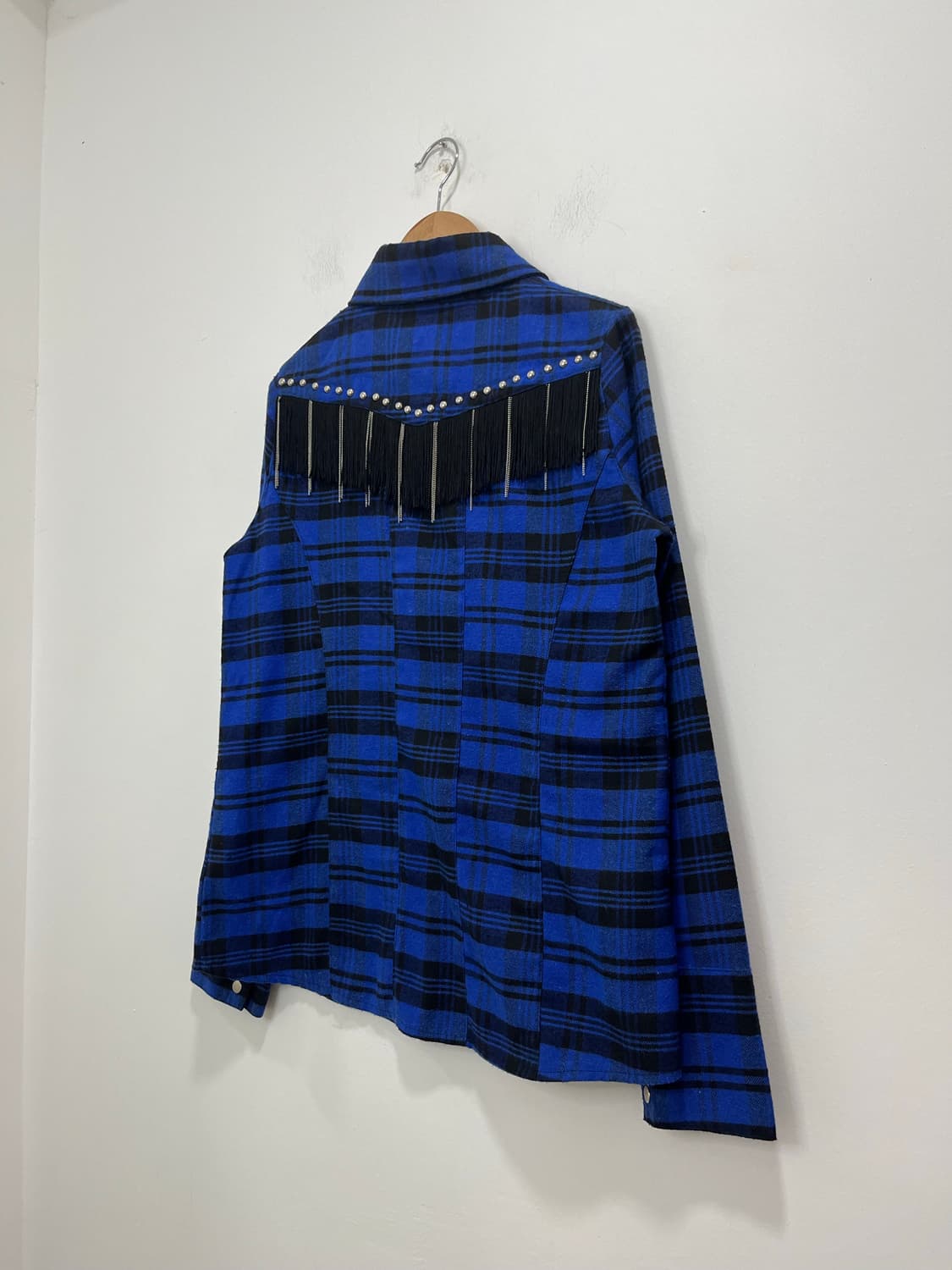 Glad news 락펑크 테슬 스터드 체크 셔츠 상품이미지6