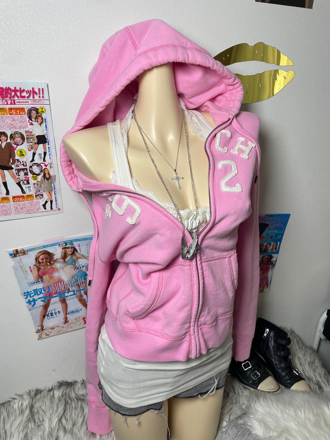 Abecrombie 아베크롬비 핑크 후드집업 상품이미지1