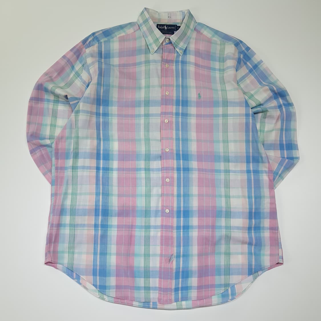 CL619 XL 폴로 80s 싱가포르판 마드라스 체크 파스텔 셔츠 남방 상품이미지1