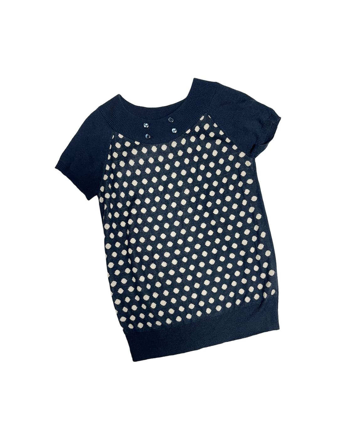 코에티 땡땡이 버튼 포인트 반팔 풀오버 상품이미지1