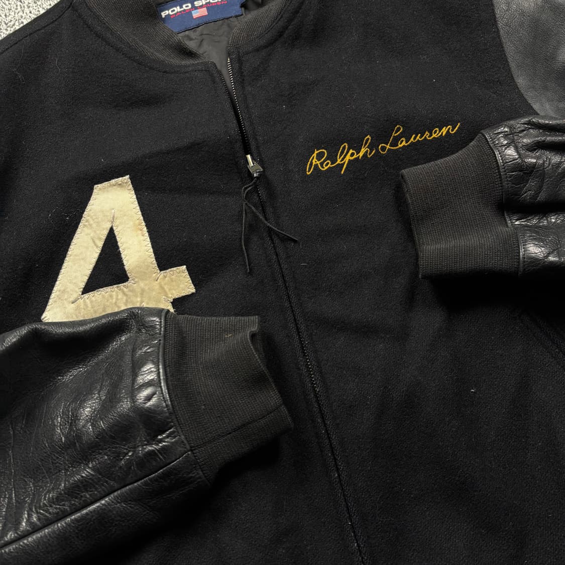 폴로 스포츠 00s RPL로고 카우 하이드 모직 바시티 자켓 상품이미지5