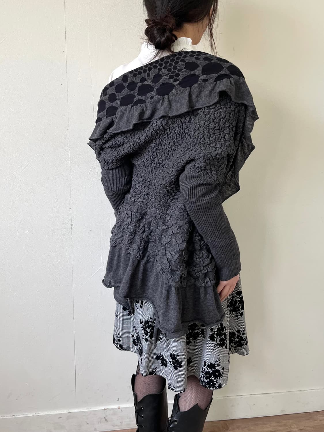 Via Faburrica 도트 오버넥 가디건 상품이미지5