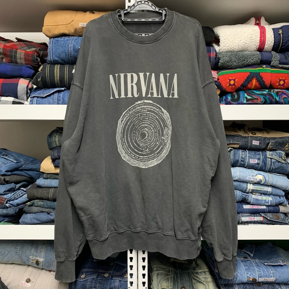 [XXL] NIRVANA 프린팅 가먼트다잉 맨투맨 스웻셔츠 상품이미지2
