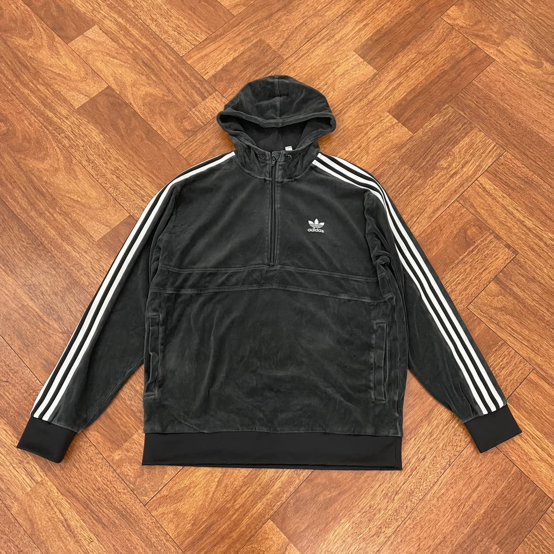 아디다스 벨벳 코지 하프집 후드티 상품이미지1