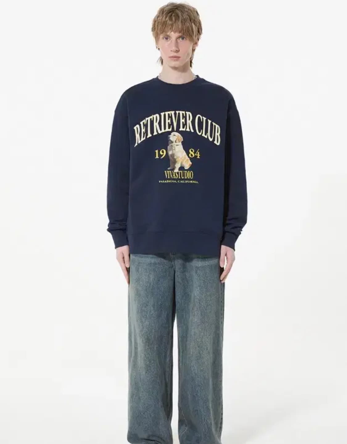 비바스튜디오 리트리버 크루넥 맨투맨 (네이비) 상품이미지2