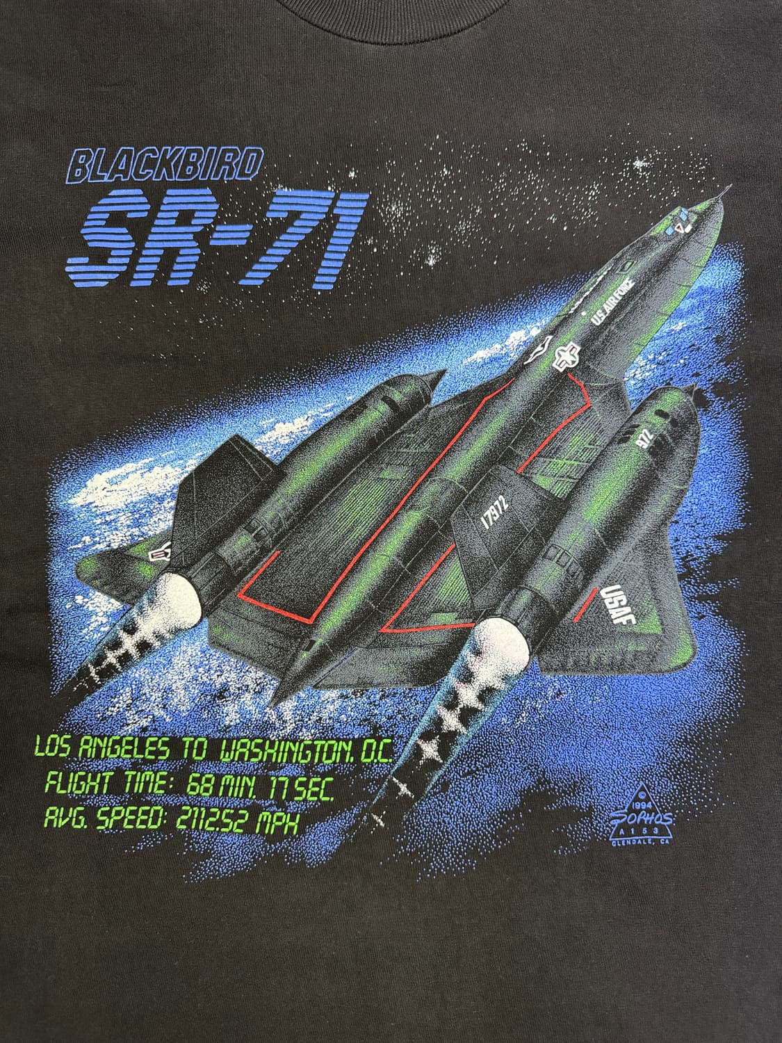 빈티지 90s USAF 블랙버드 SR-71 티셔츠 L 상품이미지2
