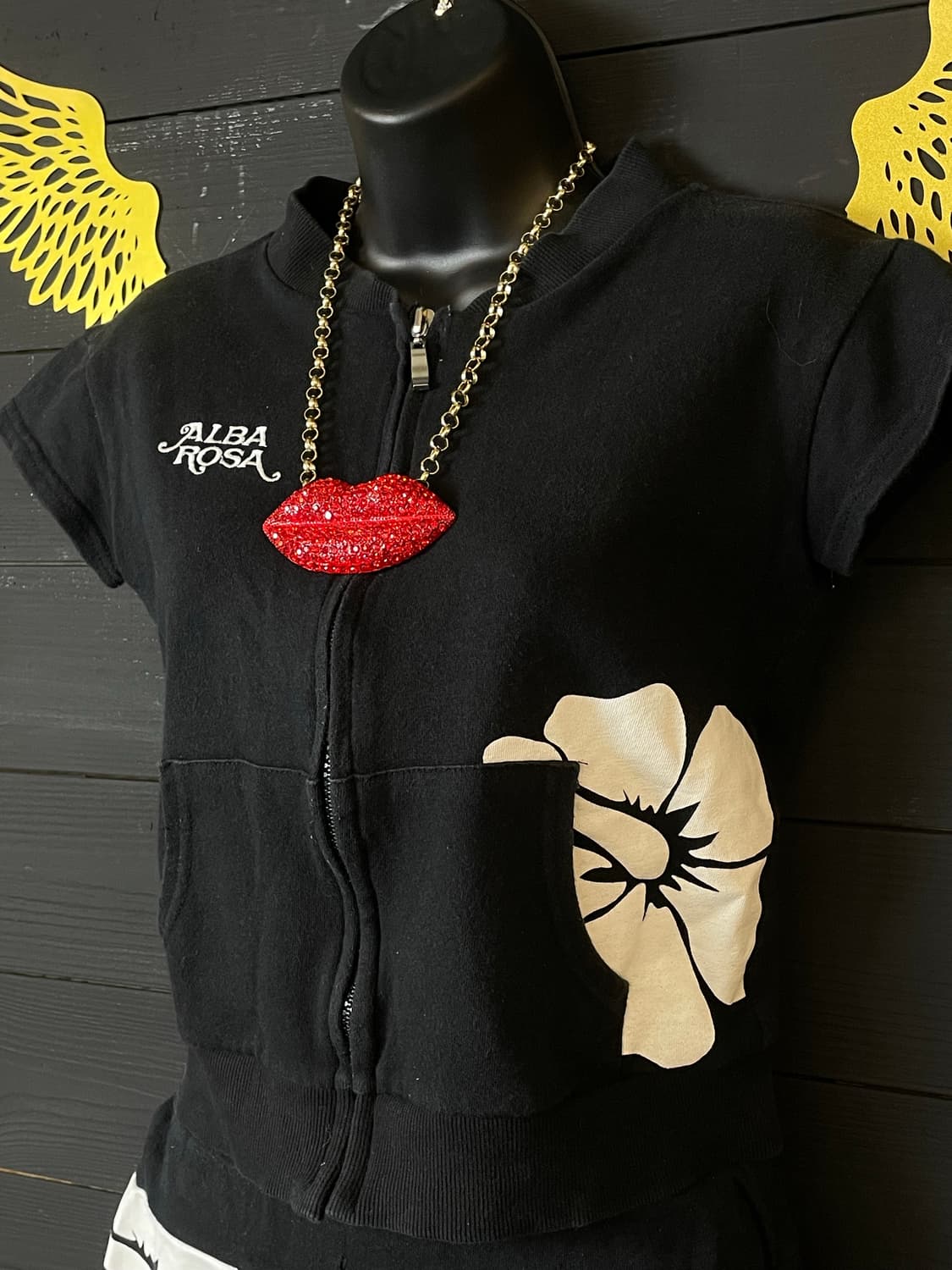 ALBA ROSA 알바 로사 갸루 히비스커스 블랙 후드집업 스커트 세트 상품이미지2