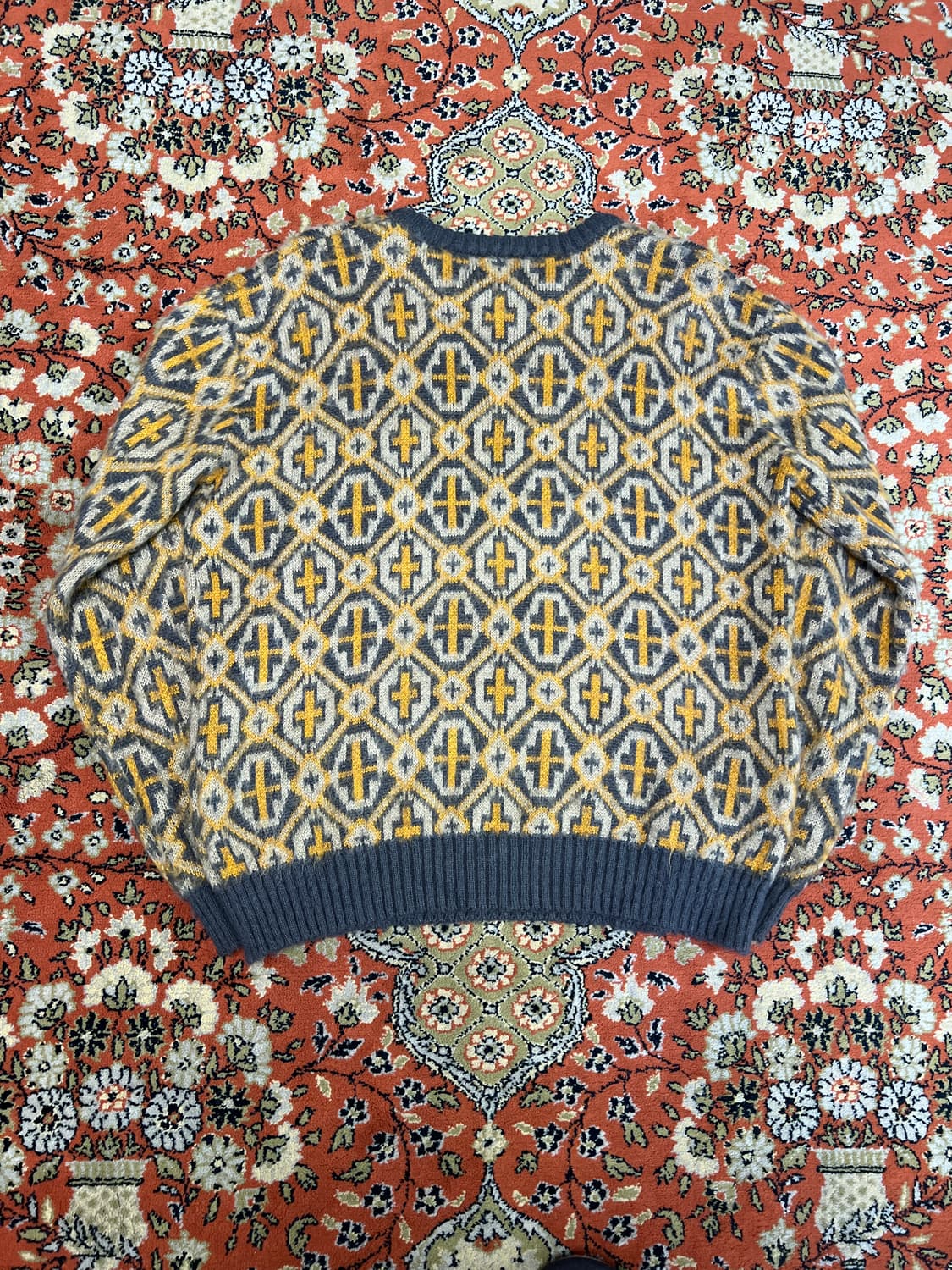 [M] Penny’s towncraft 크로스 패턴 니트 옐로브라운 상품이미지3