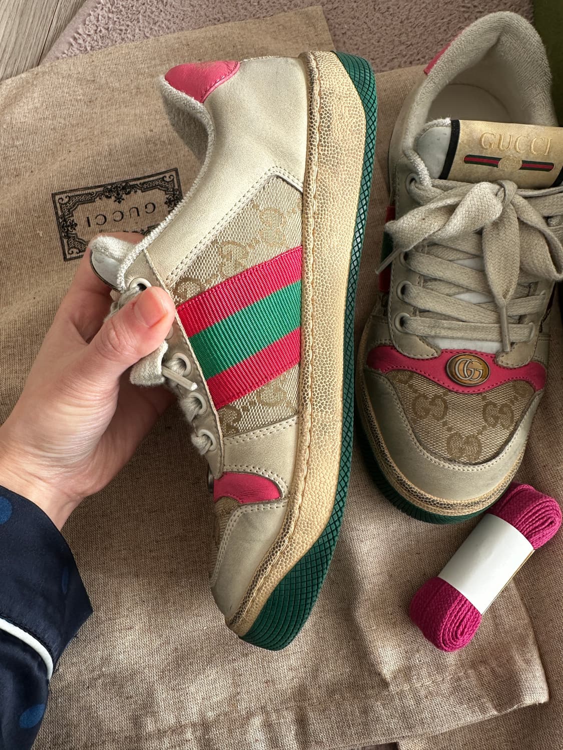 구찌 스크리너 GG 핑크 스니커즈 225mm 상품이미지2