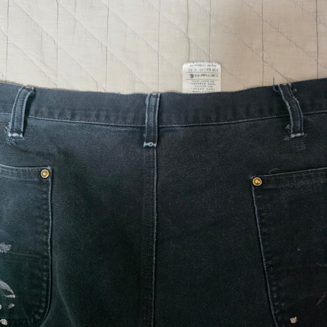 [40X32] 빈티지 칼하트 더블니 B01BLK 워크팬츠 트래쉬드 BK7 상품이미지9