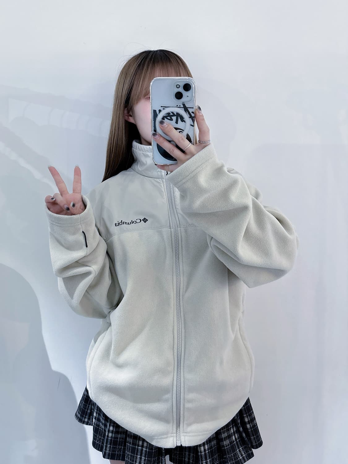 콜롬비아 크림 후리스 집업 상품이미지3