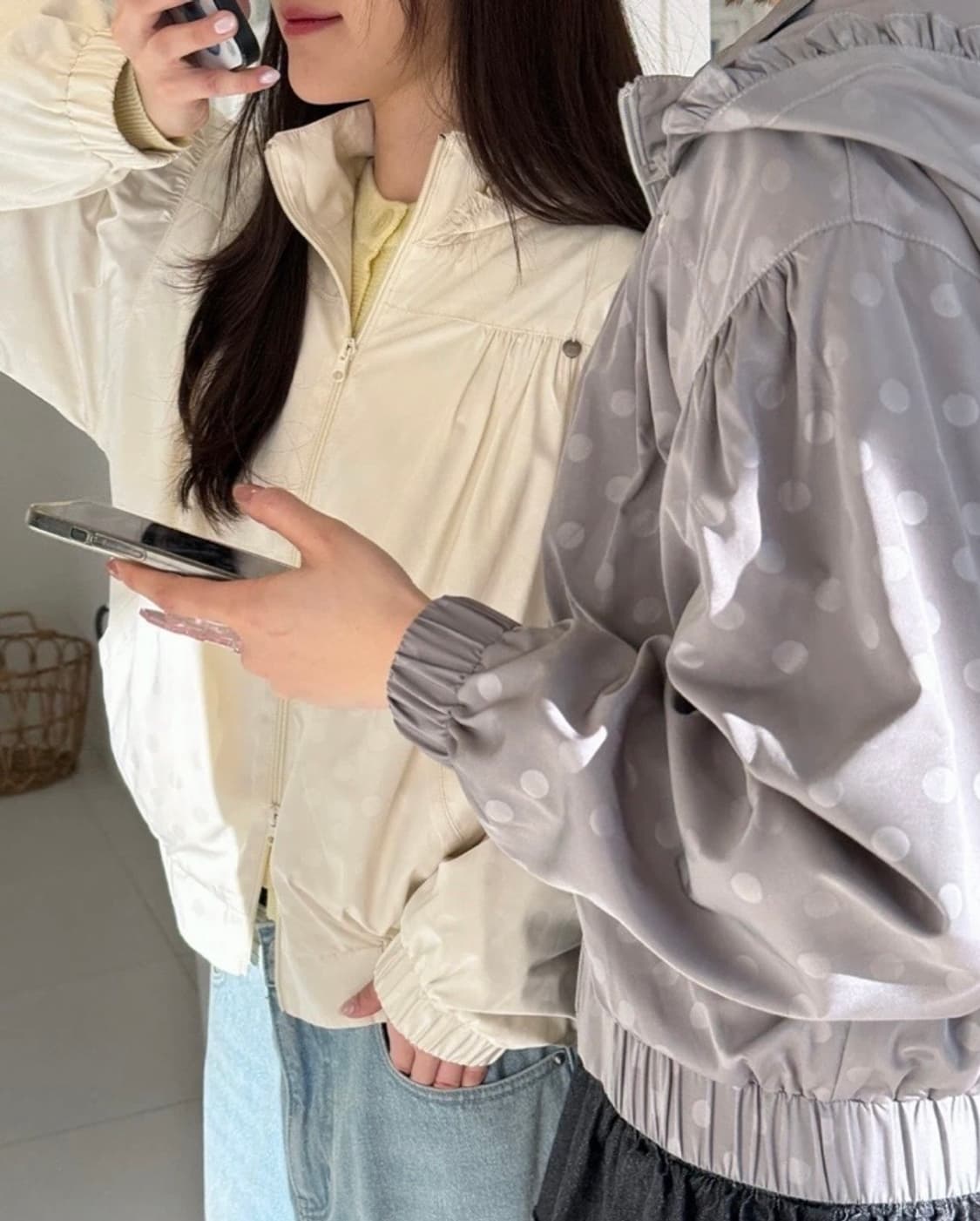 (새상품)론론-GREY DOT PENDANT FRILL HOODIE 상품이미지2