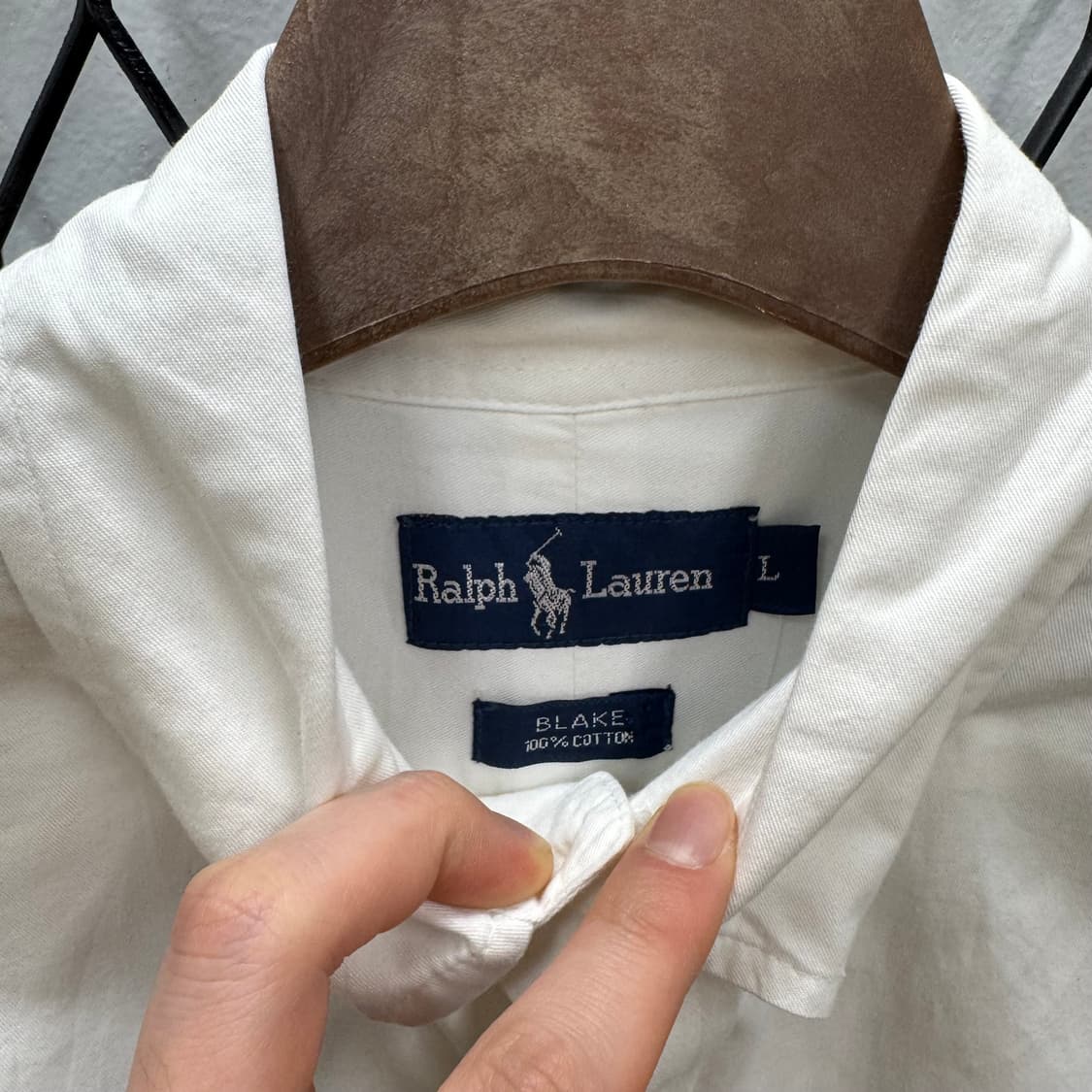 폴로 랄프로렌 솔리드 긴팔 셔츠 브라운 포니 포인트 화이트 상품이미지6