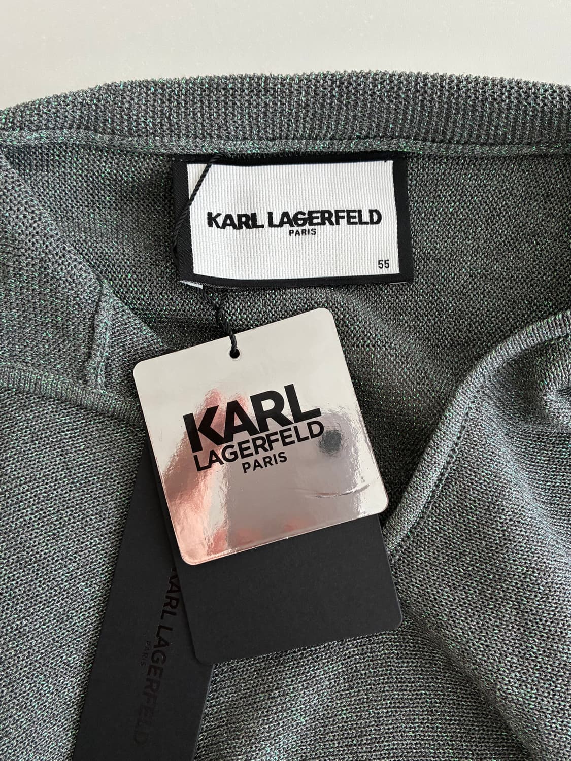 S) 새상품 칼라거펠트 글리터 니트 그린 상품이미지4