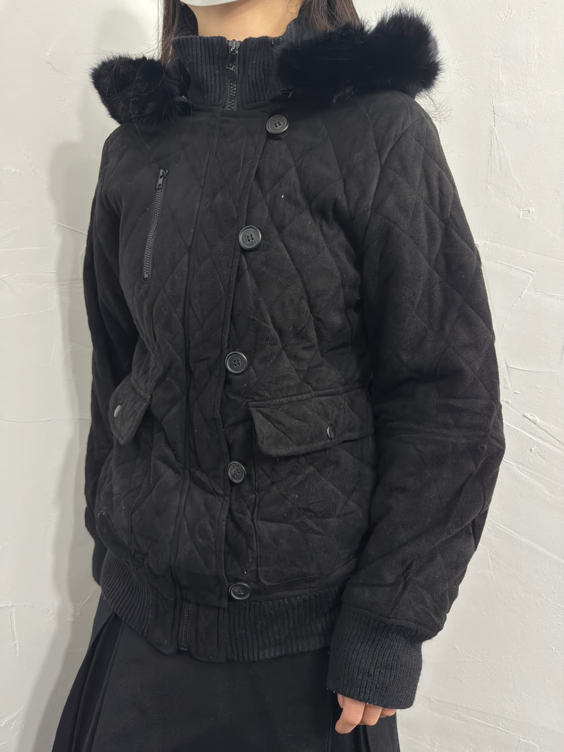 fur hood button jacket 상품이미지3