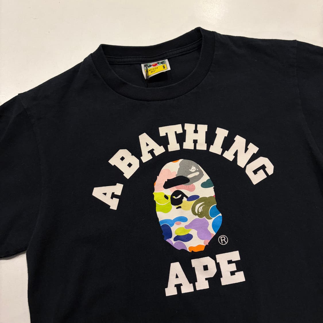 [S] 베이프 컬리지 블랙 멀티 카모 반팔 티셔츠 C977 상품이미지3