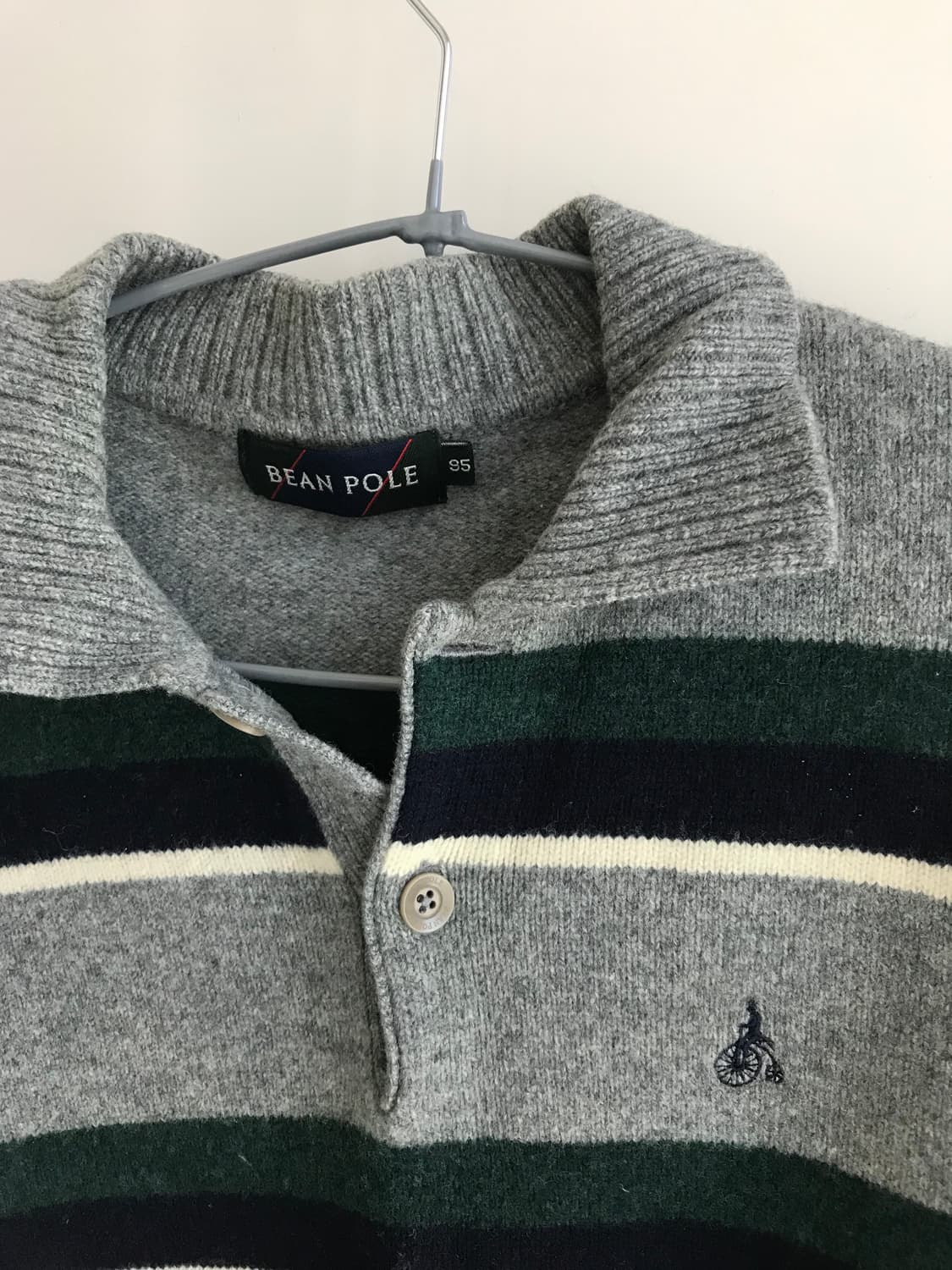 빈폴 스트라이프 카라 니트 그레이 그린 상품이미지2