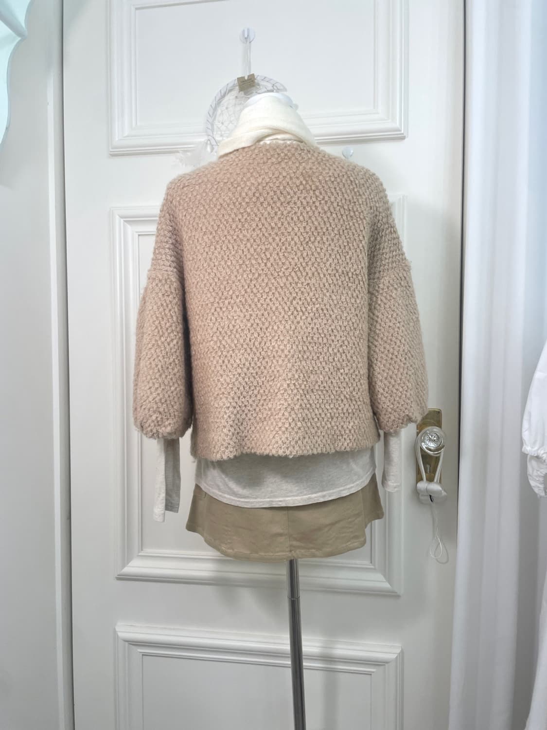 beige pleats cotton mini skirt(size-M) 상품이미지8