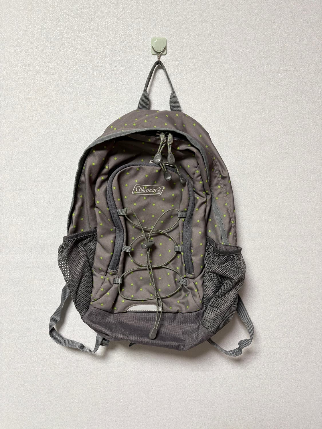 coleman 콜맨 그레이 초록 도트 백팩 일본 빈티지 모리걸 상품이미지1
