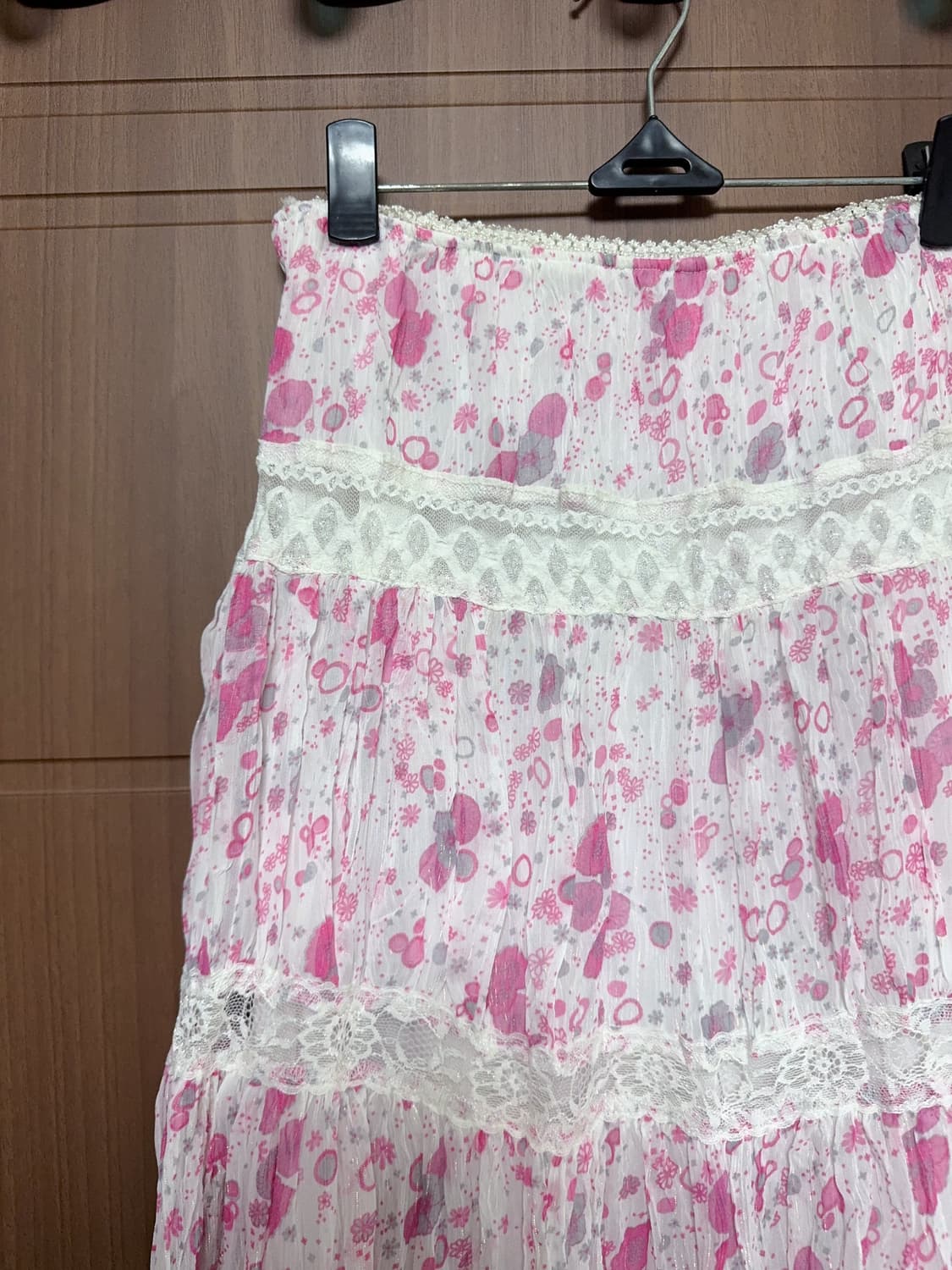 일본 빈티지 모리걸 하구미 리즈리사 페어리 플라워 레이스 롱스커트 상품이미지2