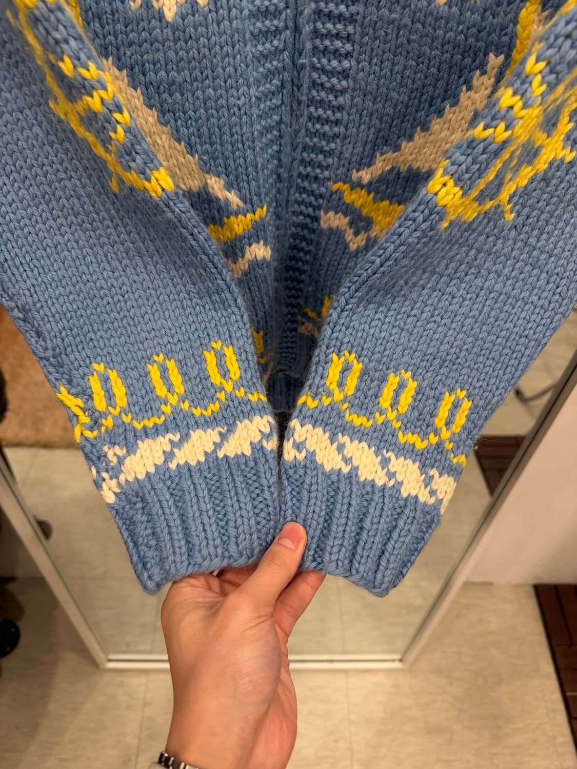 70s Vtg 빈티지 헤비울 코위찬 니트 집업 상품이미지4