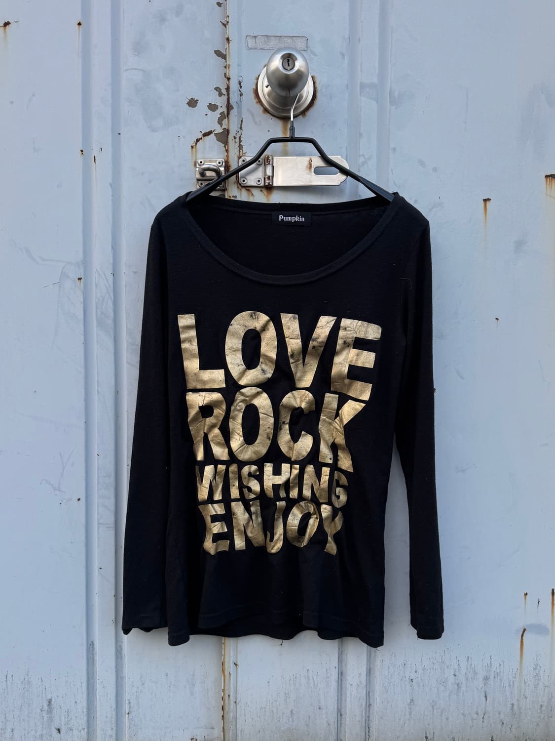 LOVE ROCK Gold Lettering Long Sleeve Top 상품이미지1