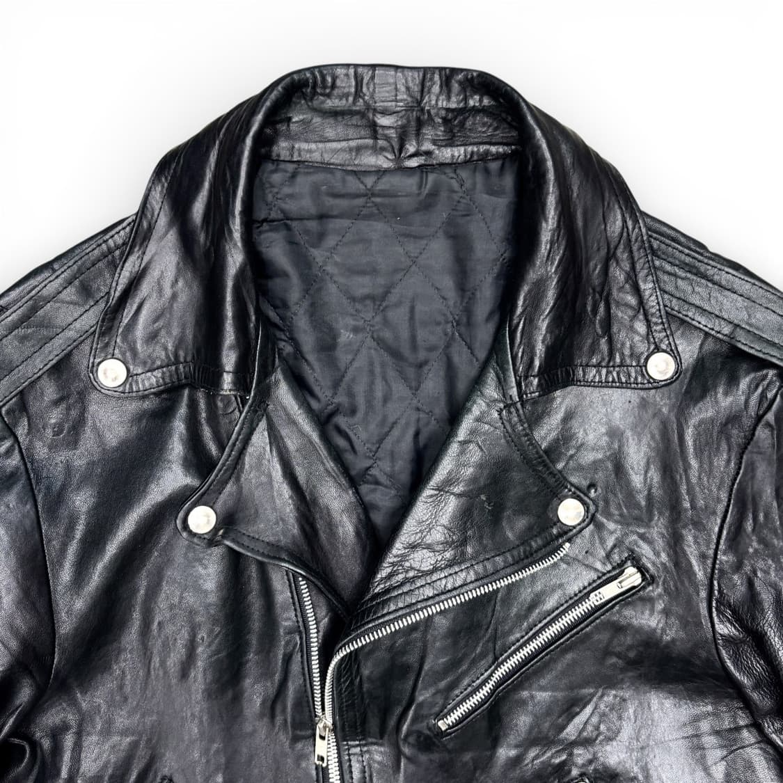 80's 프렌치 레더 바이커 자켓 상품이미지3