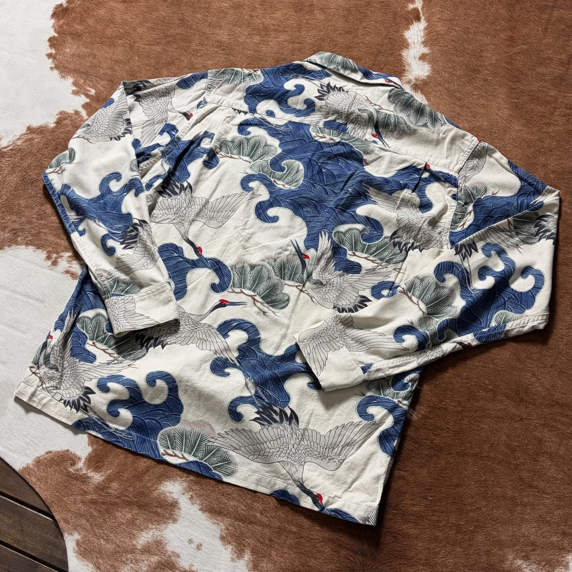 일본 민화 실크 셔츠 상품이미지2