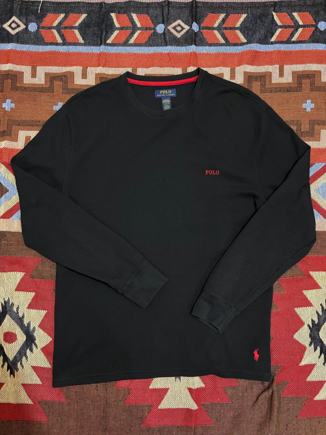 XL) 폴로 랄프로렌 와플 긴팔티 블랙 상품이미지1