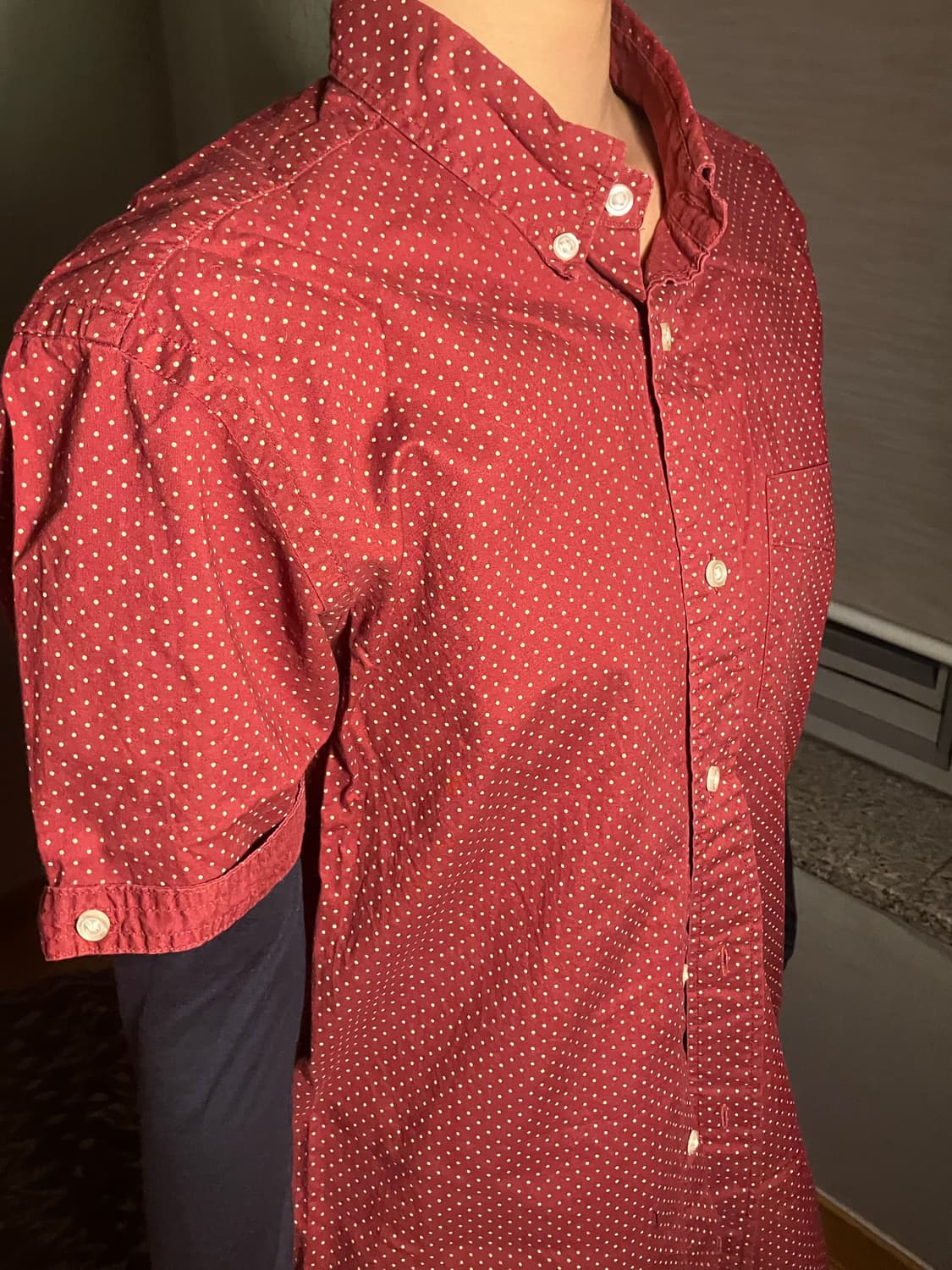 영국 빈티지 도트 반팔 셔츠  상품이미지1