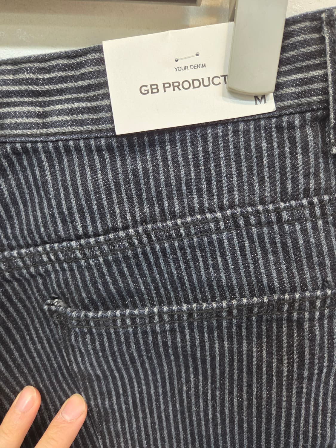 빈티지 gb 프로덕스 스트라이프 버뮤다 데님반바지 대략 26 27  상품이미지3