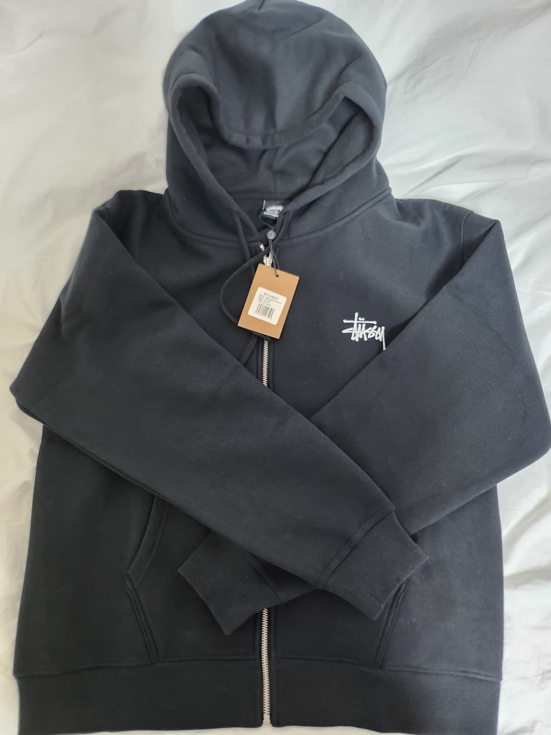 스투시 기모 블랙 후드 집업 상품이미지1