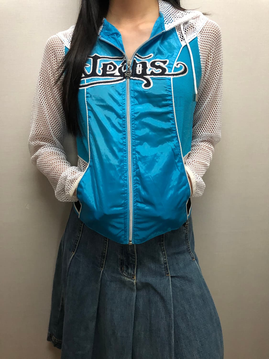 빈티지 블루 네트 와투케 집업 상품이미지5