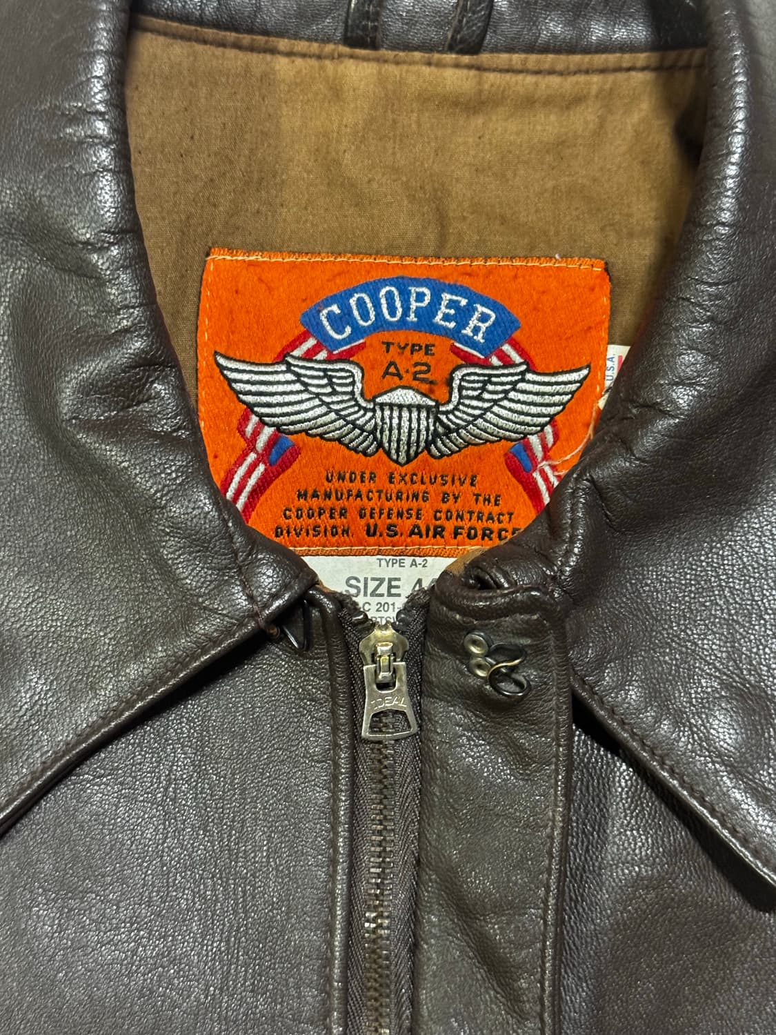 90s USA Cooper Type A-2 Leather Jacket  상품이미지6