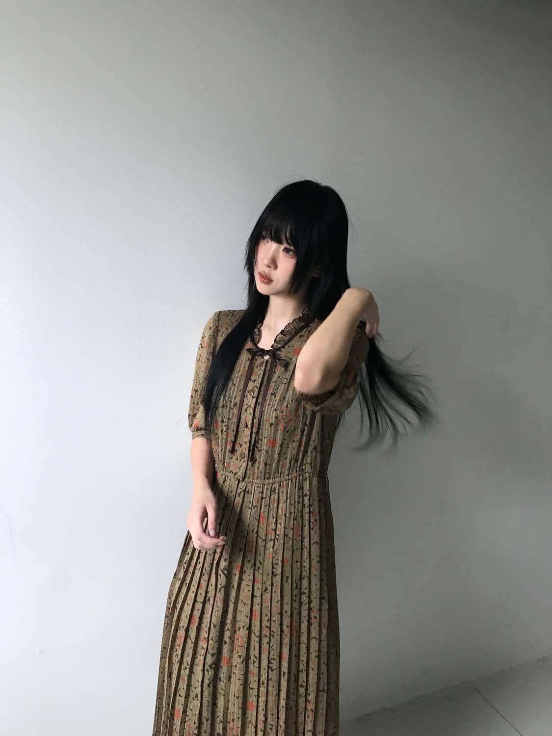Lace collar pleats dress 상품이미지9