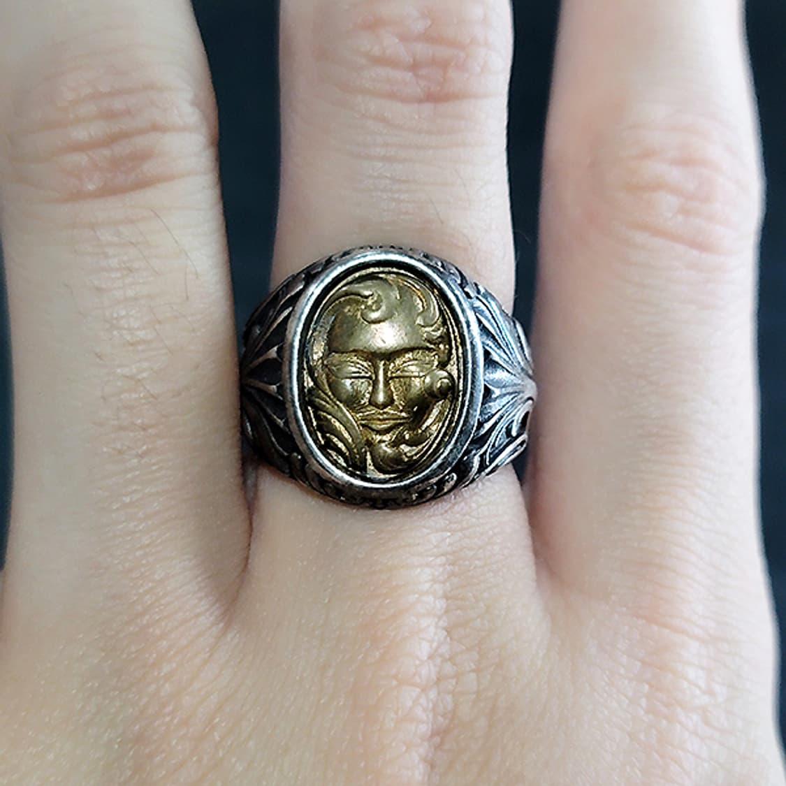 Vael 실버 남자 엔틱 빈티지 명품 가면 조각 얼굴 반지 상품이미지8
