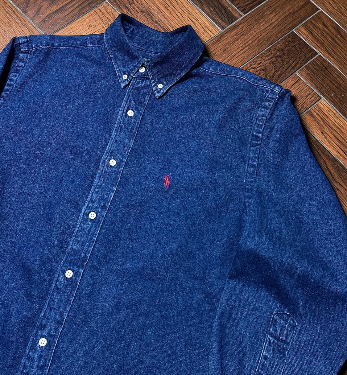 90s 폴로 컨트리 버튼다운 데님셔츠 M 상품이미지3