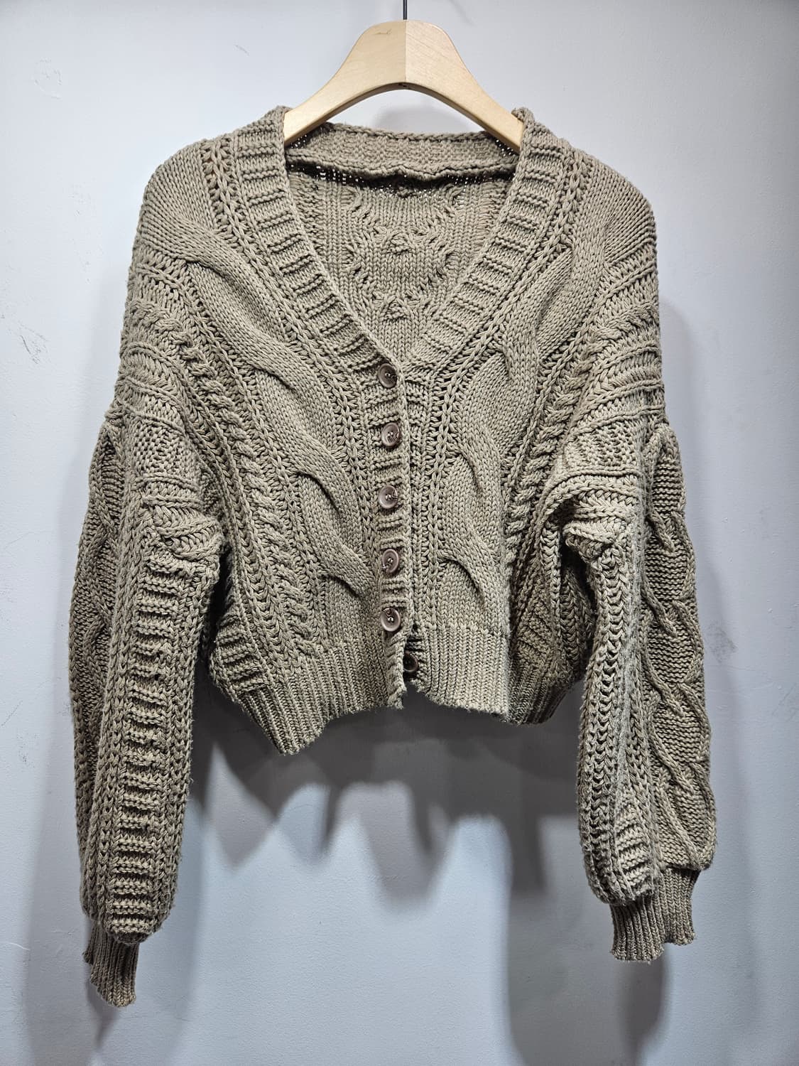 꽈배기 크롭 니트 가디건 상품이미지2