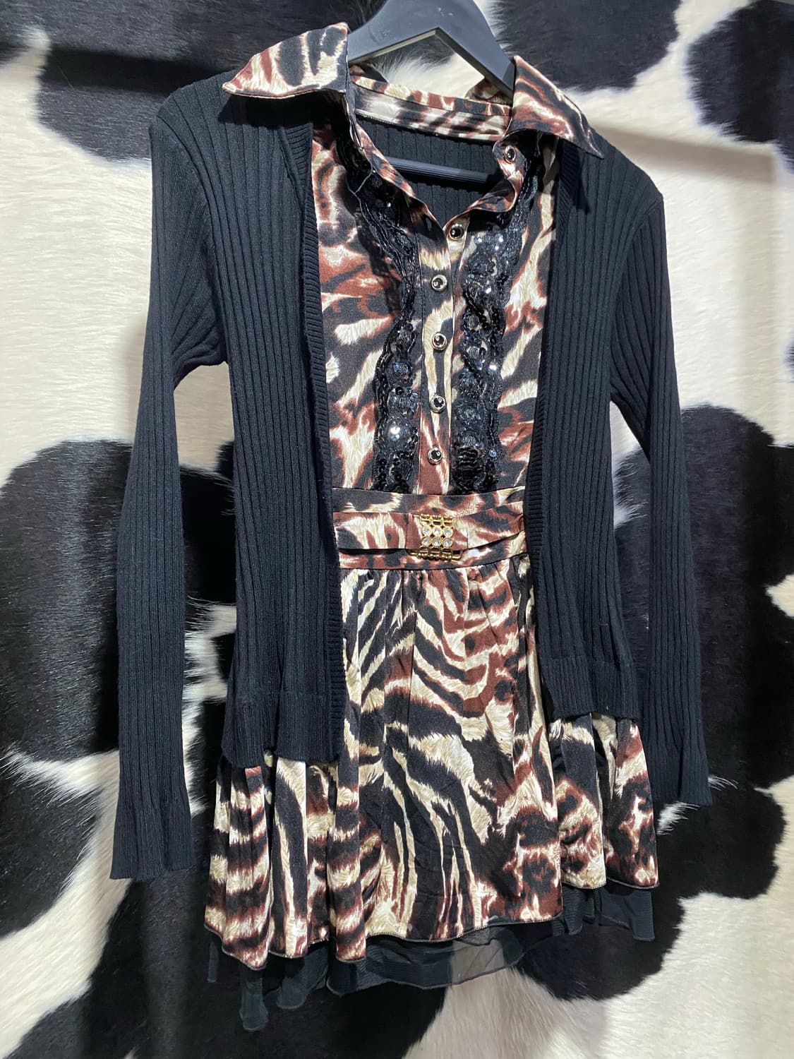 Holee 레오파드 프릴 레이어드 슬리브 상품이미지3