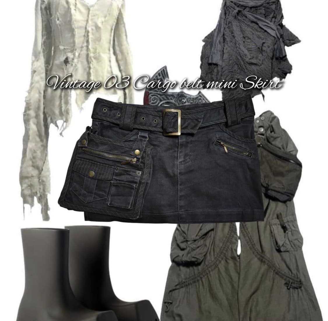 Vintage 03 Cargo belt mini Skirt 상품이미지1