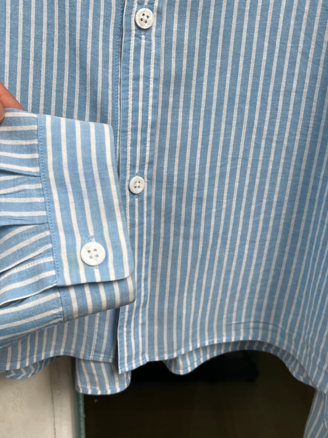 Digawel 실크 스트라이프 블루 크롭 셔츠 2 상품이미지7