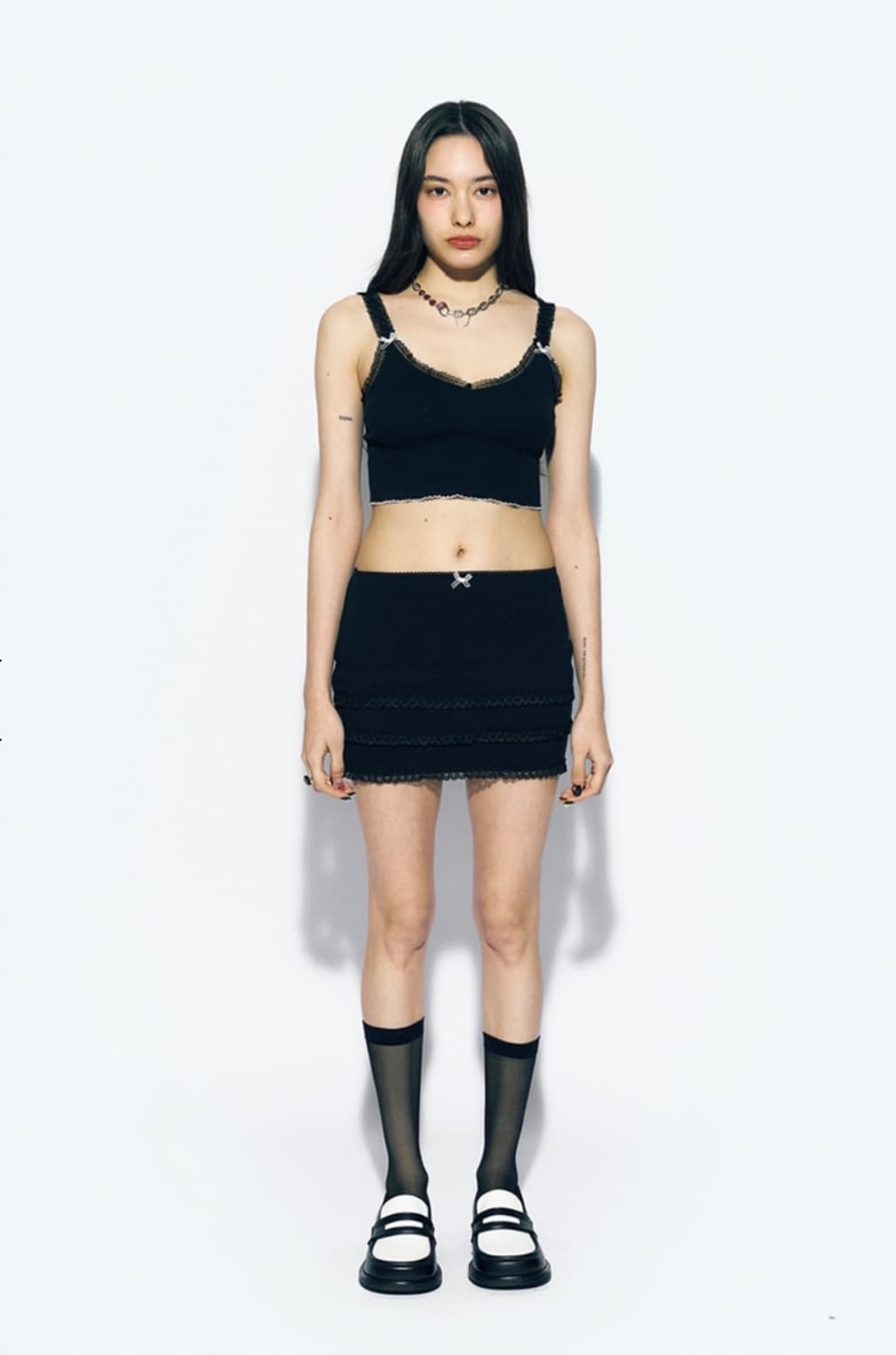 에즈이프캘리 LACE LAYERED MINI SKIRT BLACK 상품이미지2